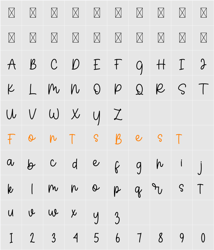 Senoritha Character Map