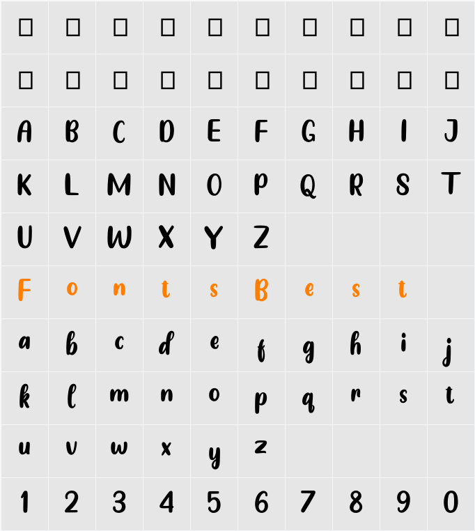 Aurelin Character Map