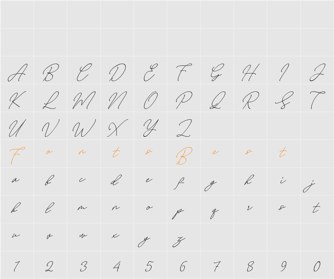 August Script Bold free Character Map