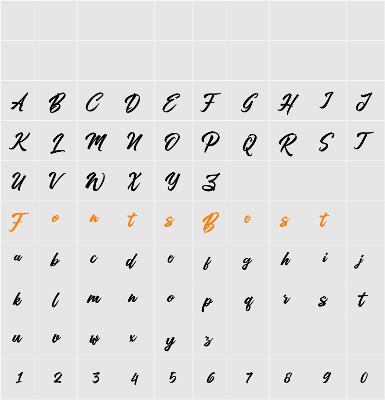 Artukge Script Character Map