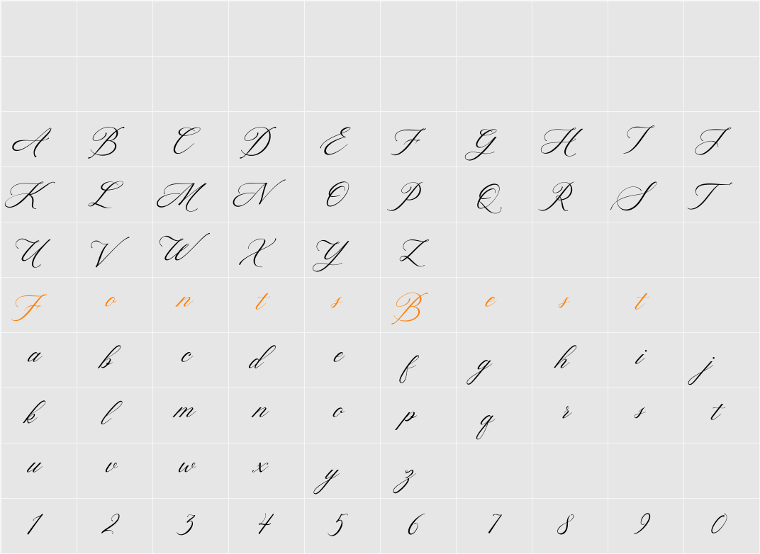 Hello Bride Script Character Map