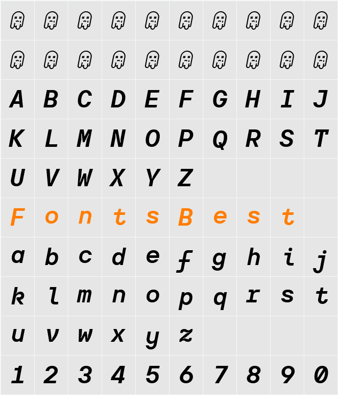 TT Interphases Pro Mono Trl Character Map