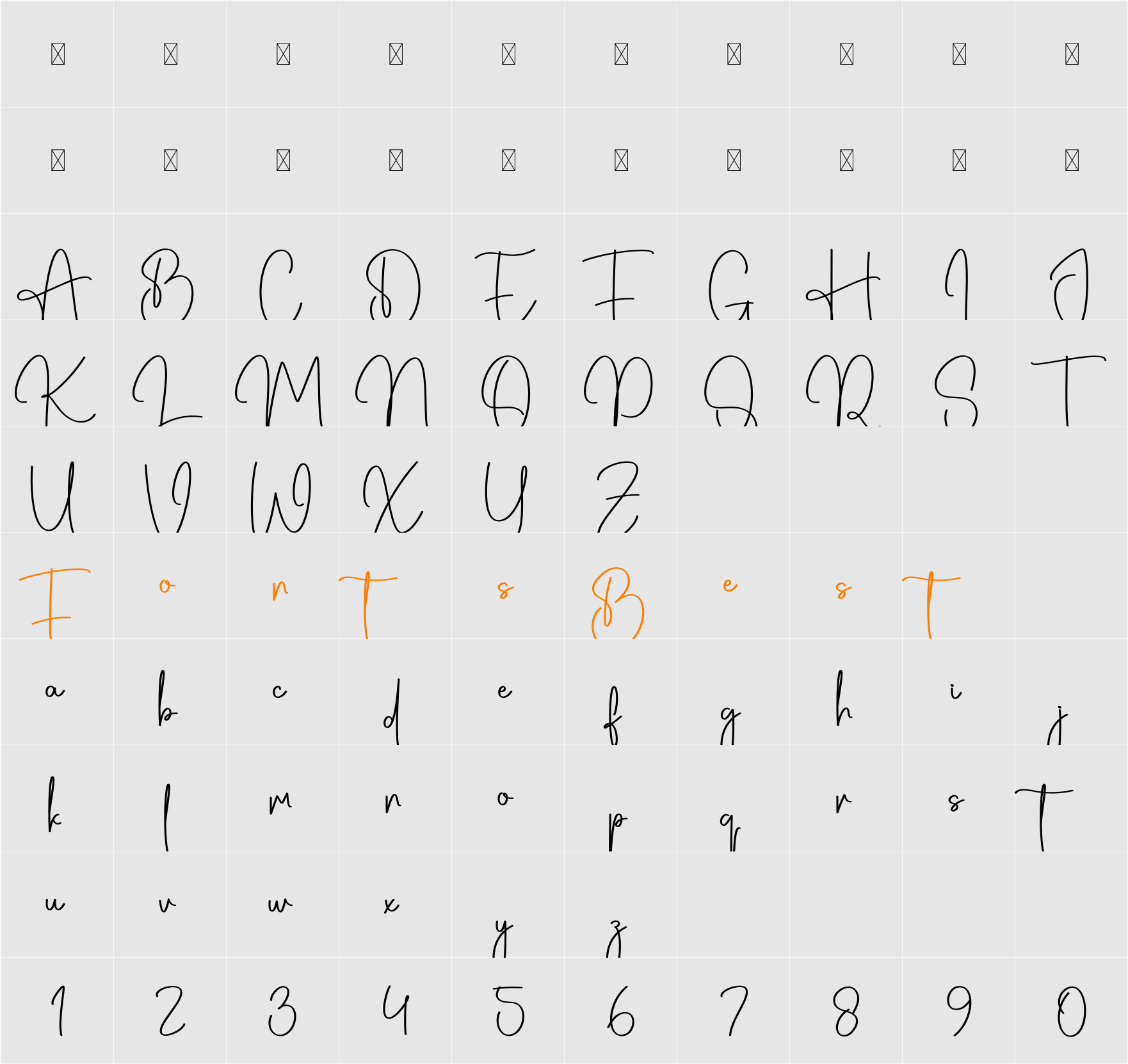 Auntybaby Character Map