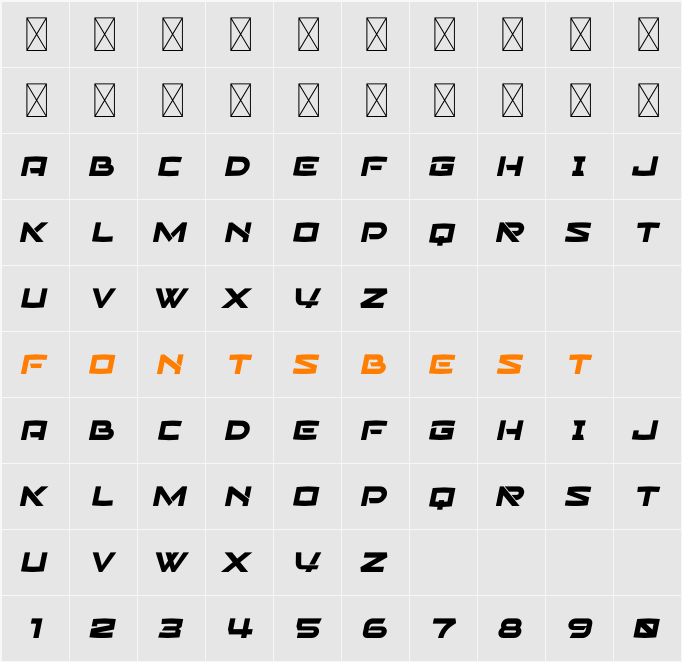 American Jets Personal Used Character Map