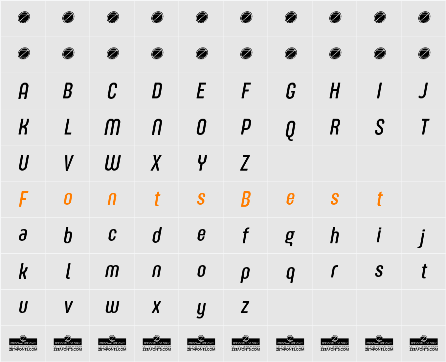 Sugo Pro Display Trial Character Map