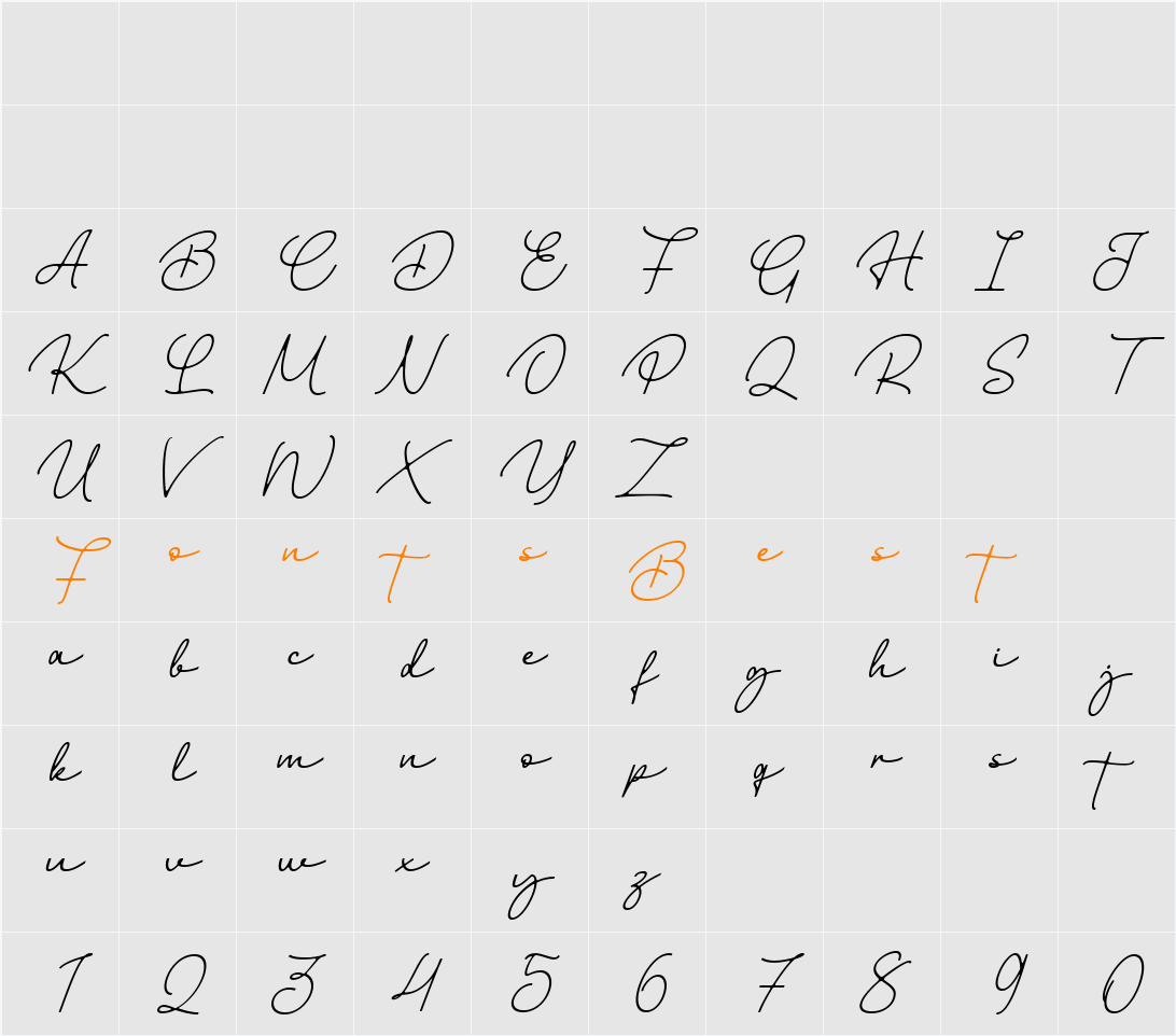 Billstone Signature Personal Use Only Character Map