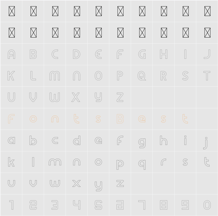 Aslina Outline Character Map