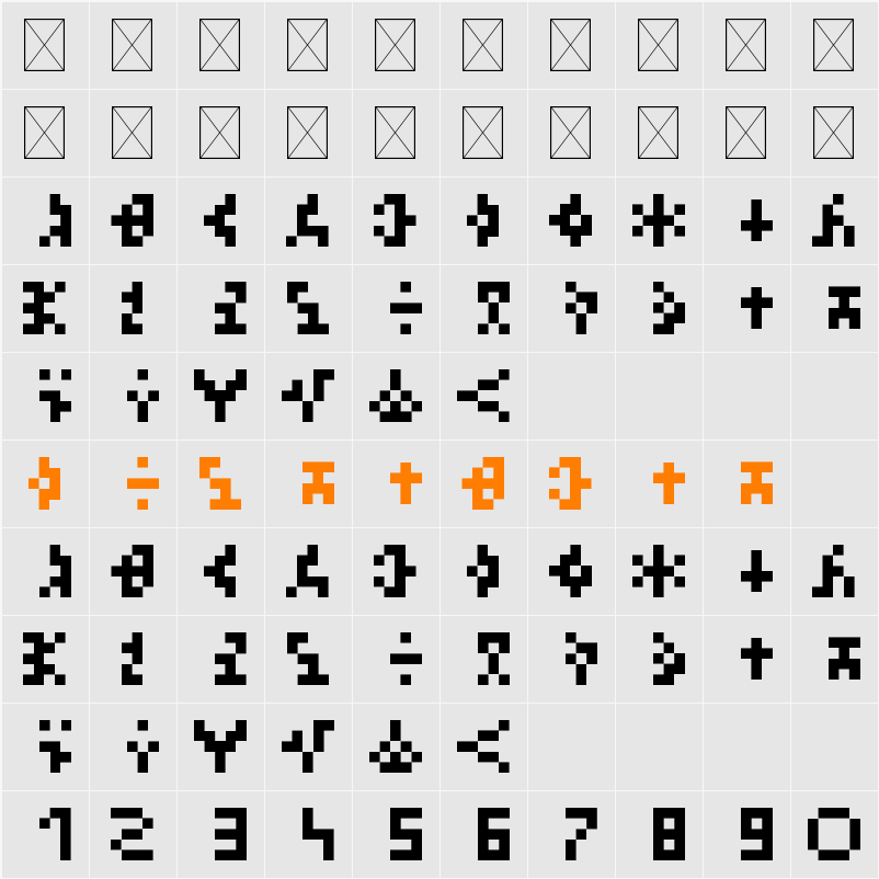 Nucrytic Language Character Map
