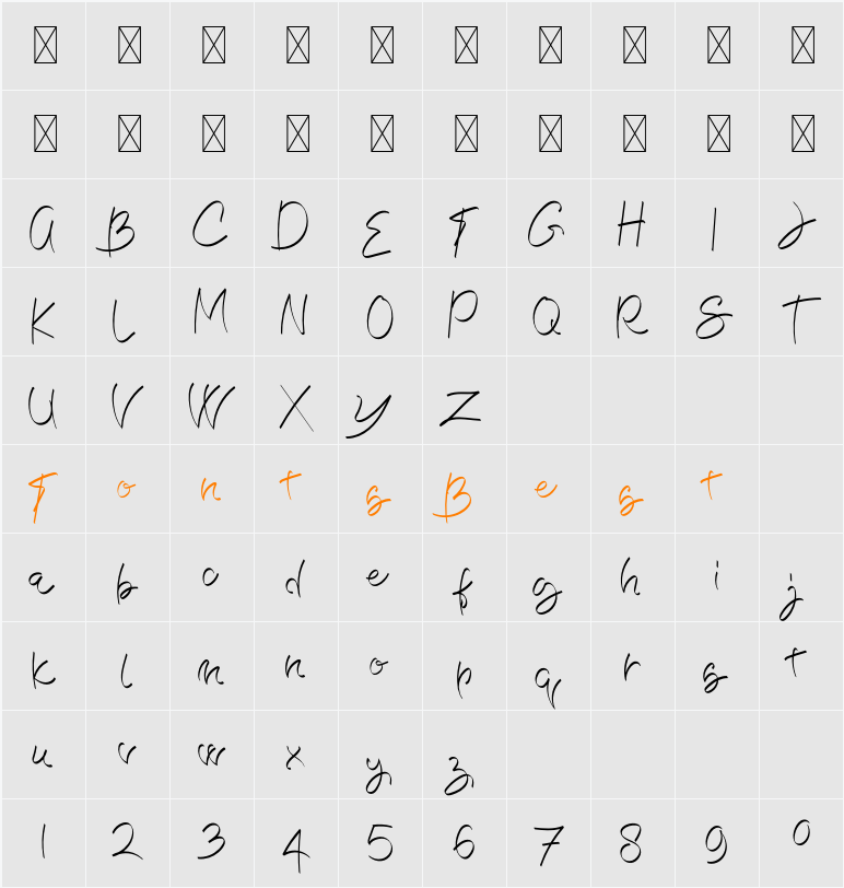 Arially Character Map