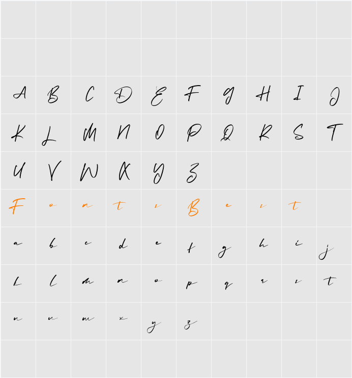Arabella Character Map