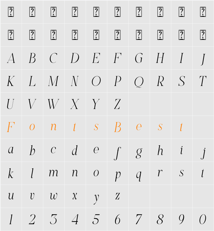 Nauka italic Character Map