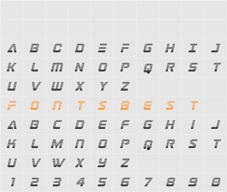 Astro Armada Gradient Italic Character Map
