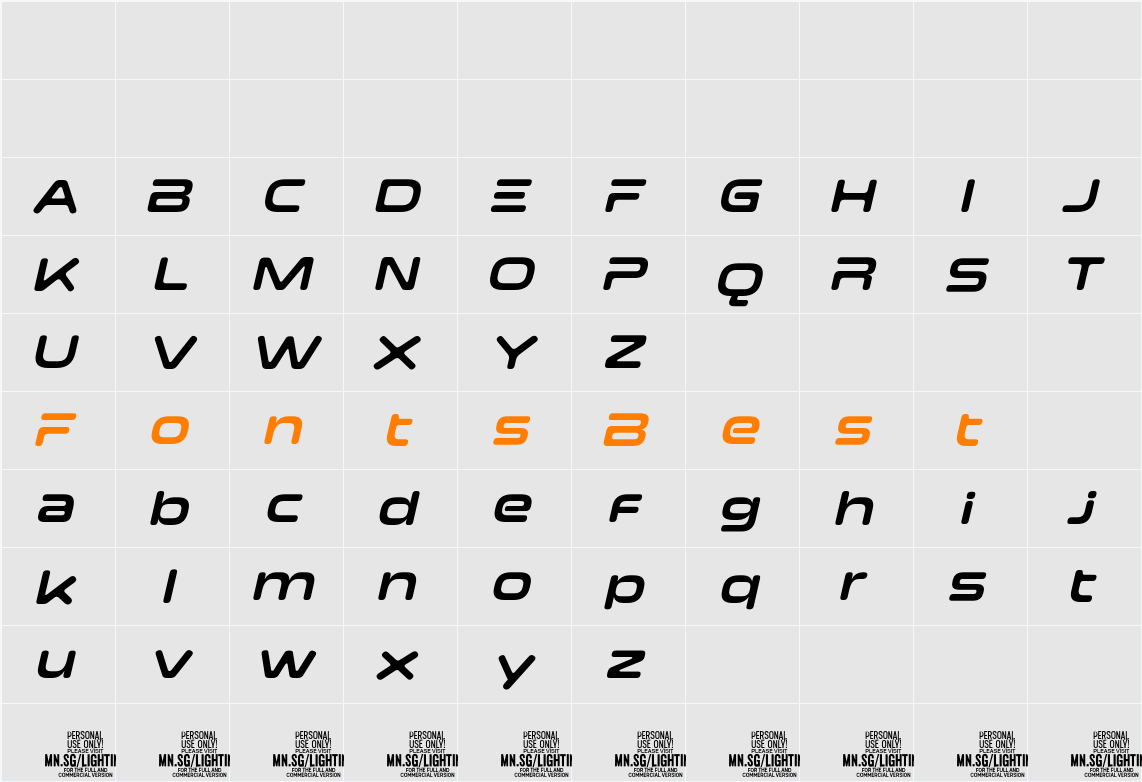 Lighting Lettering PERSONAL Character Map