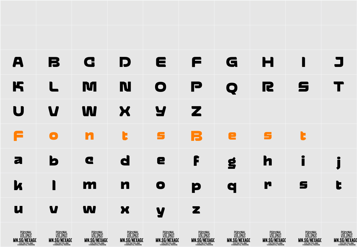 Nexagon Black PERSONAL USE Character Map