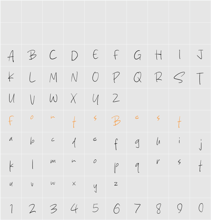 Ghost Hand Character Map