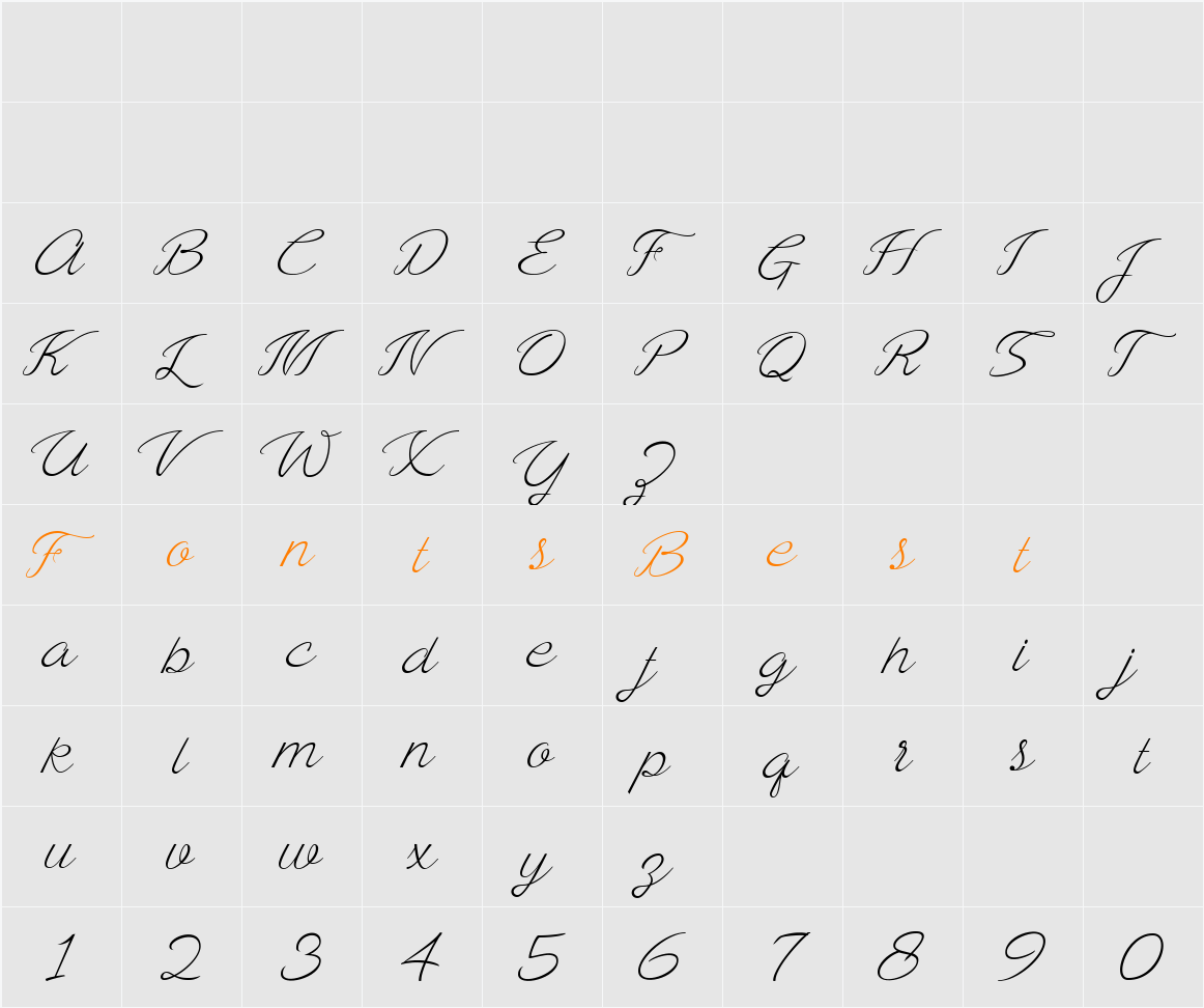 Ayla Script Character Map