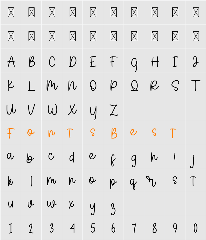 Senoritha Character Map