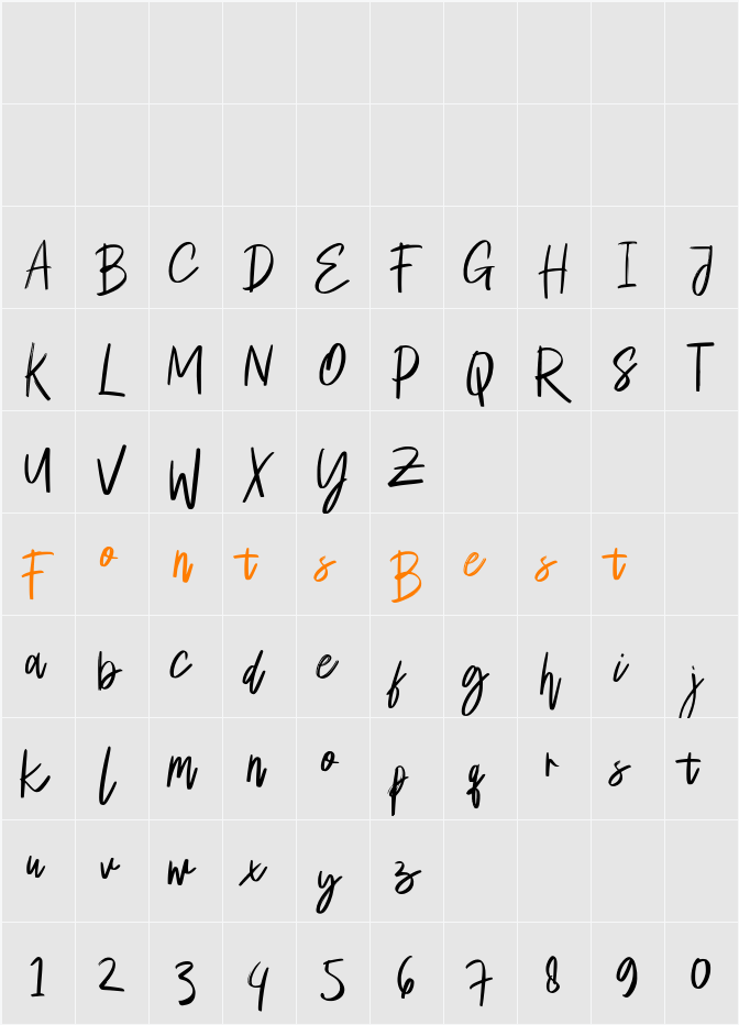 Bredalis Brush Character Map
