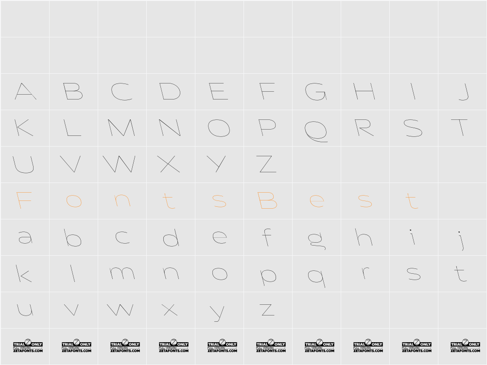 Asgard Trial Wide Thin Backslant Character Map