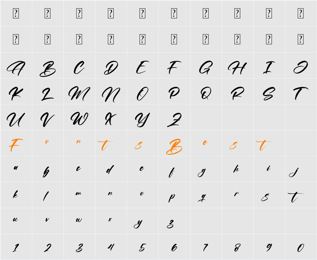 Asetry Fonte Character Map