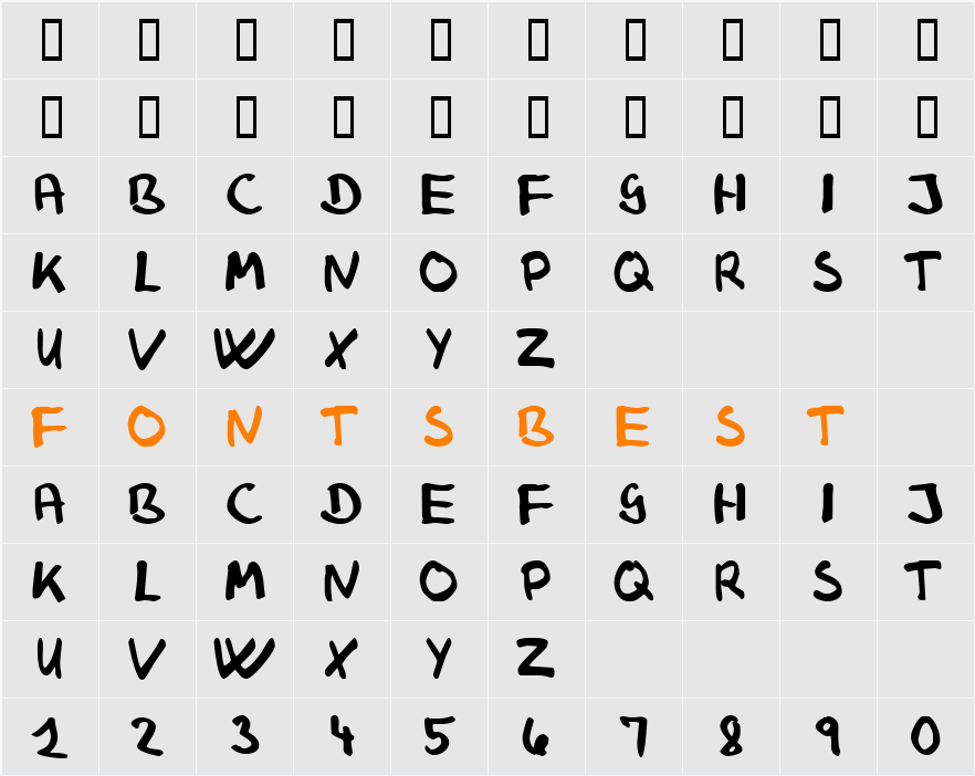 Klaus Johansens haandskrift Character Map