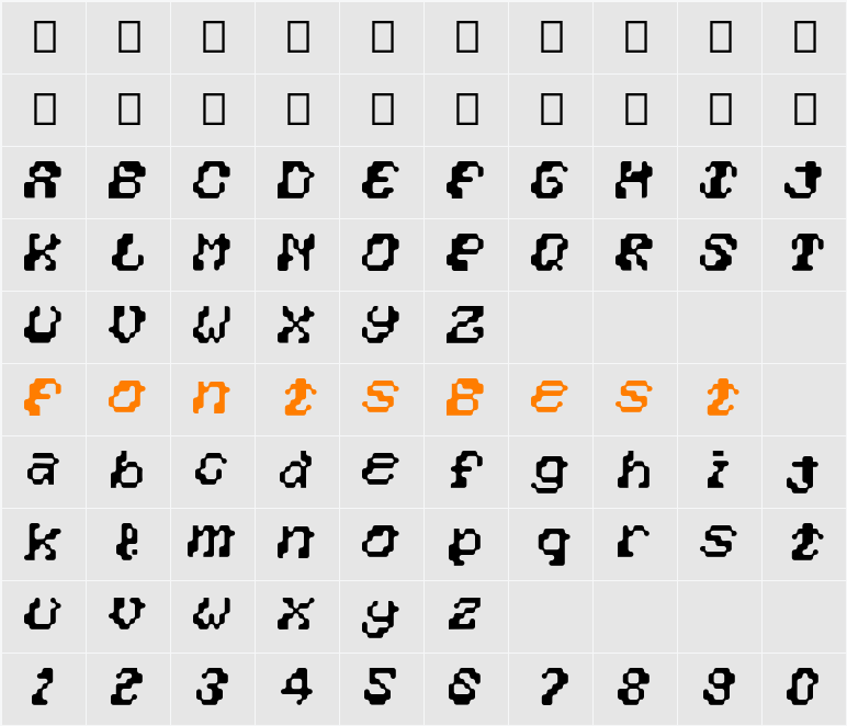 Cosegrottesche Character Map