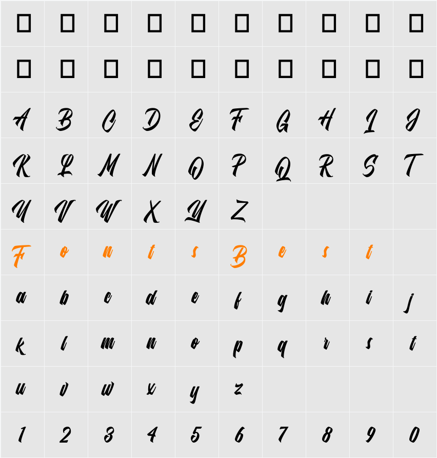 Heiback Character Map