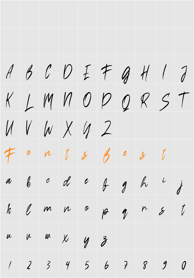 Brushee Character Map