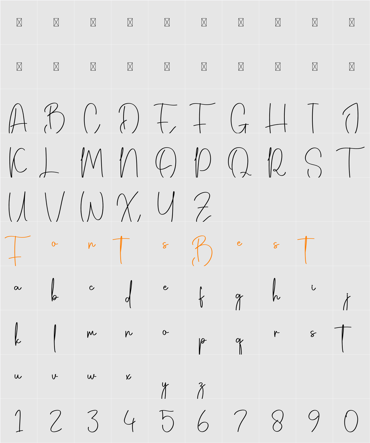 Shinebright Character Map