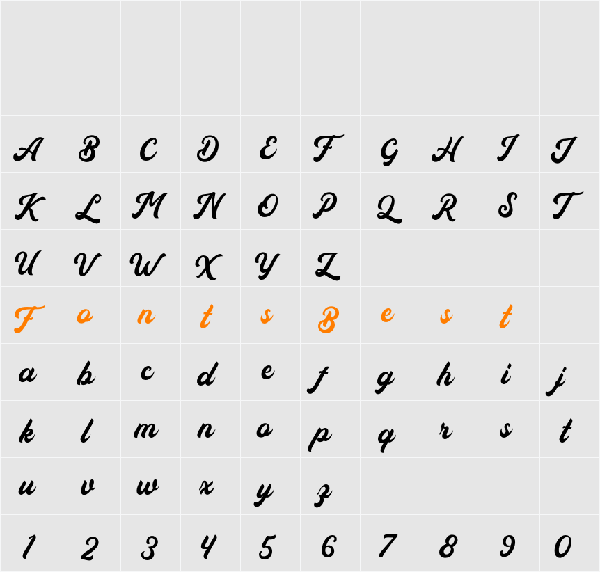 Auckland Script Free Character Map