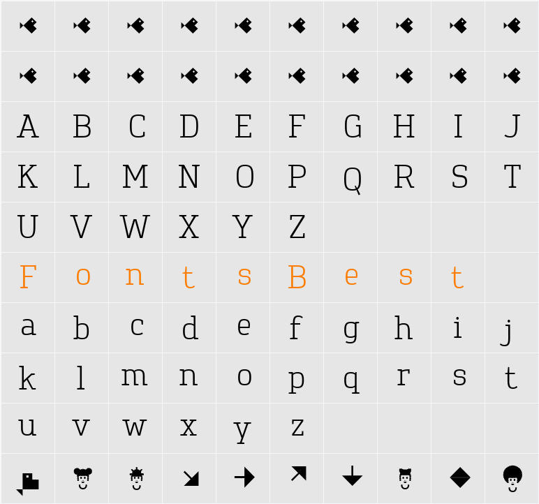 Garota Serif Character Map