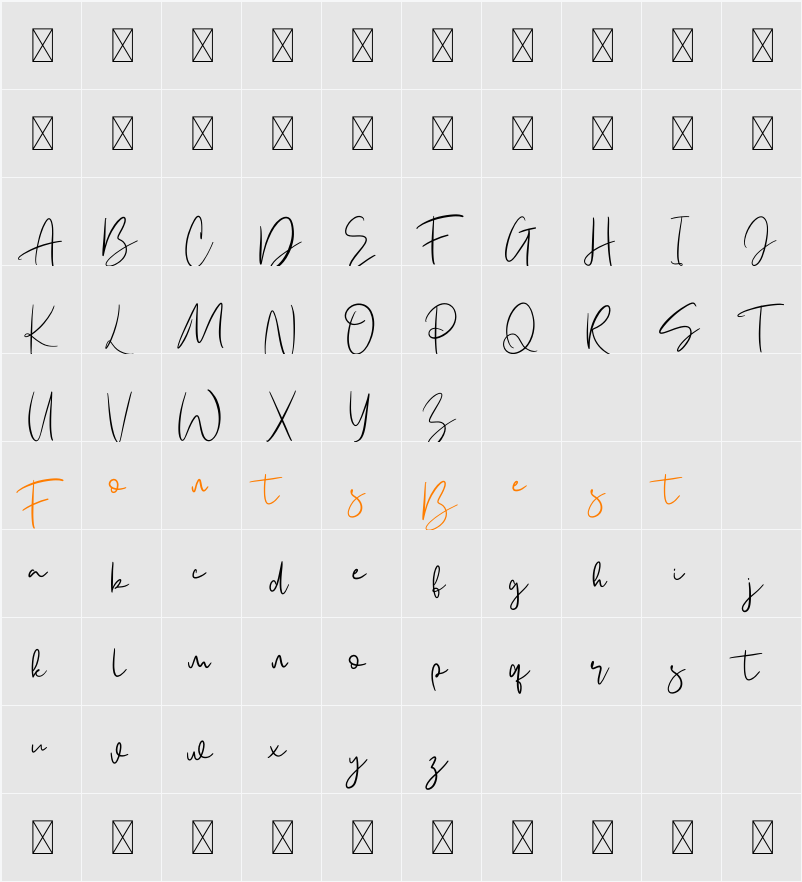 Asmira Character Map