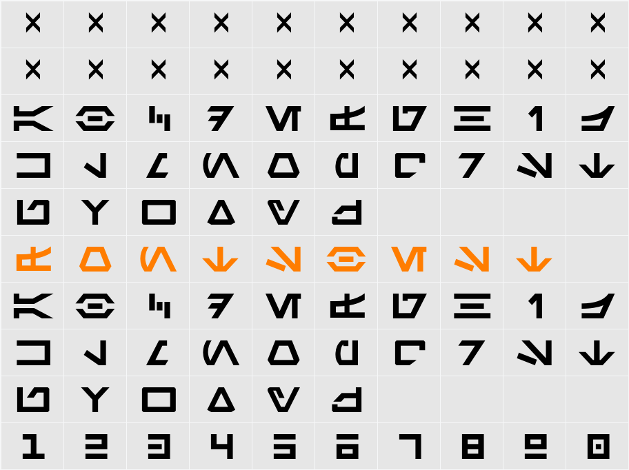 Aurebesh AF Character Map