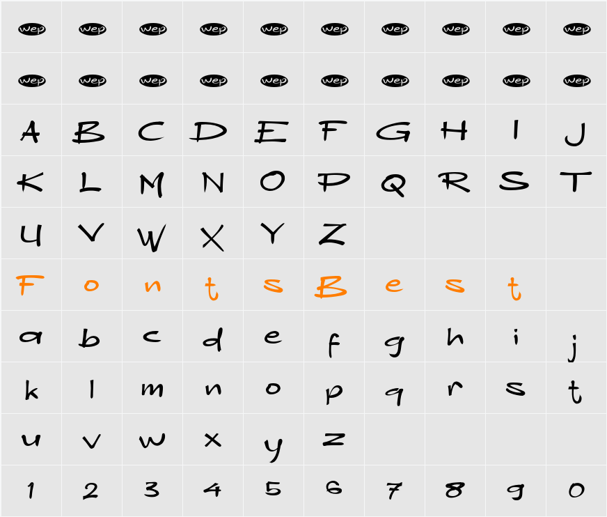 a Amne Sans Character Map