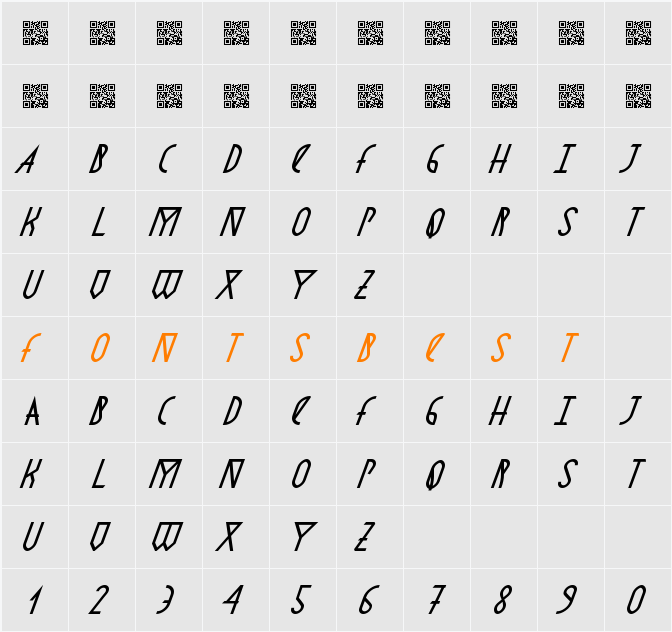 AstronmicaItalic Character Map