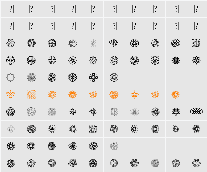 Arabesque Ornaments Character Map