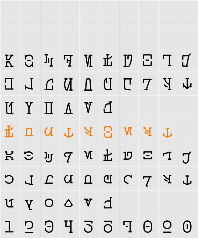 Aurebesh_Typewriter Character Map
