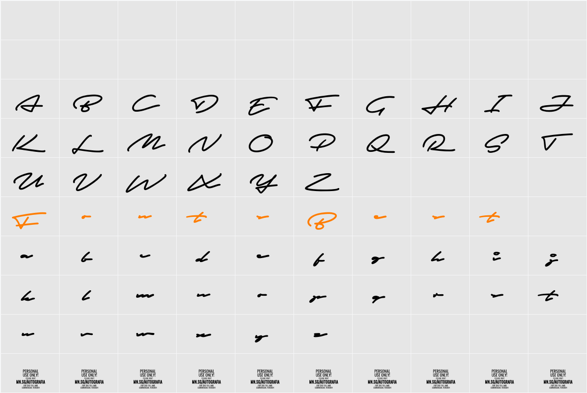 Autografia PERSONAL USE ONLY Black Character Map