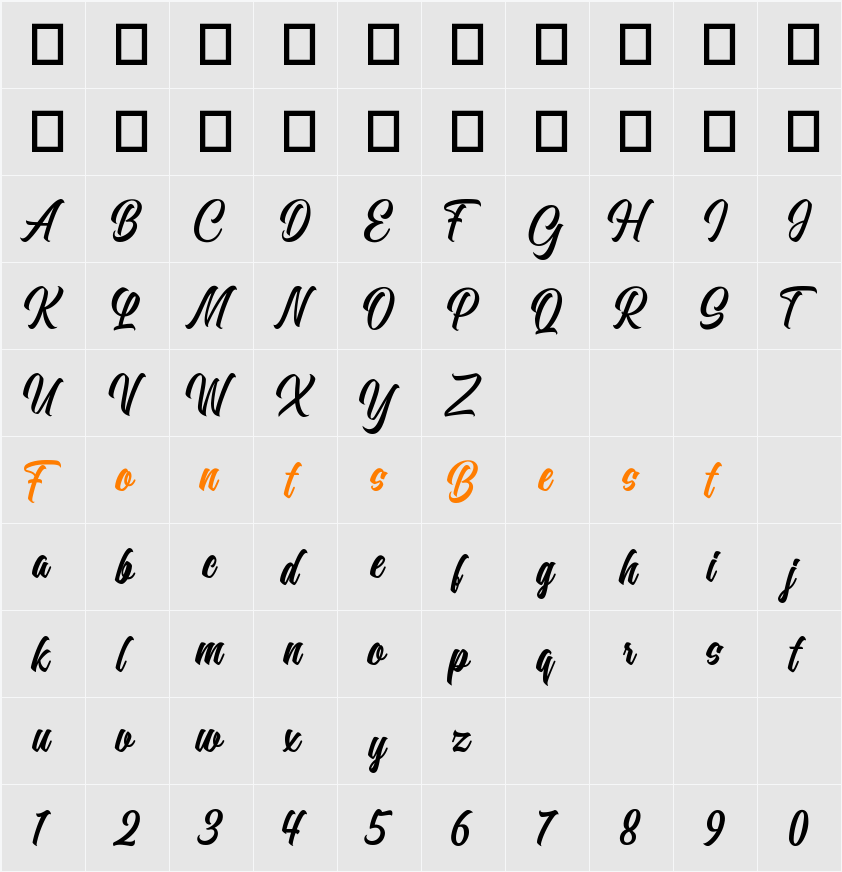 Heinyta Character Map