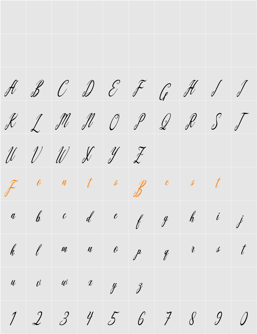 Aquilera Script Character Map