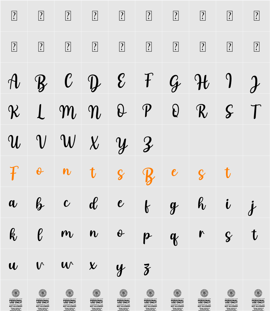 Austaly Character Map