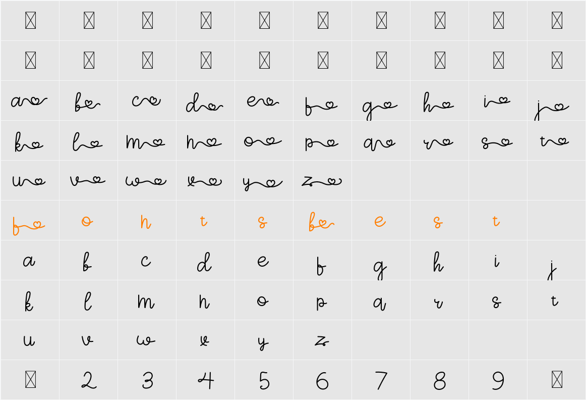 ArohA Demo Character Map