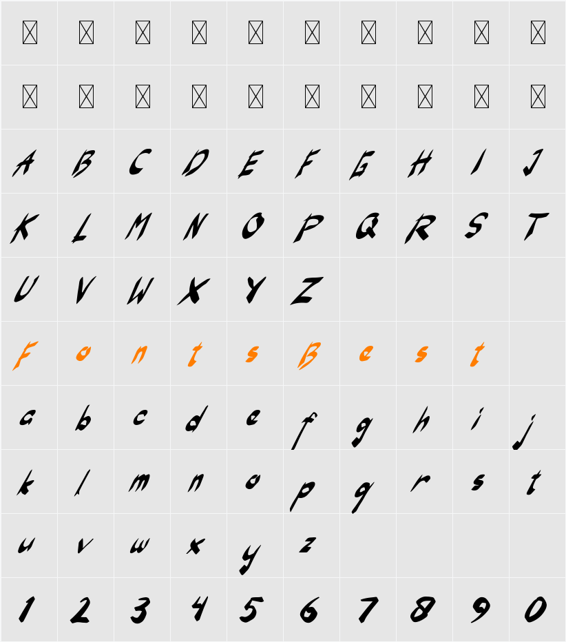 Xtrada Character Map