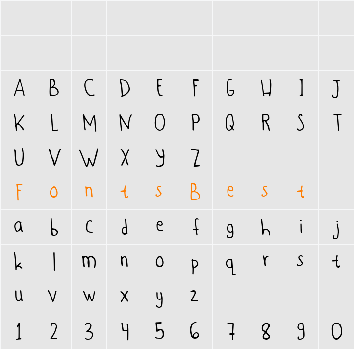 Andarai Hand Writing Character Map