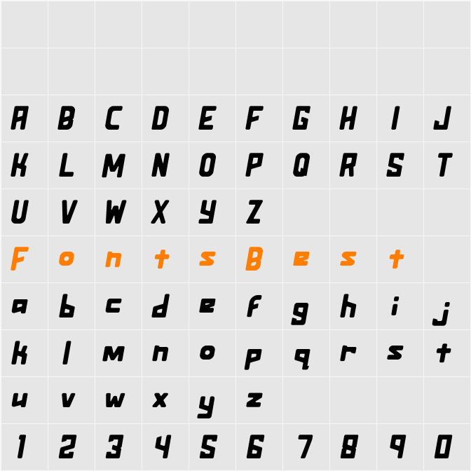 Assurant Standard Italic Character Map