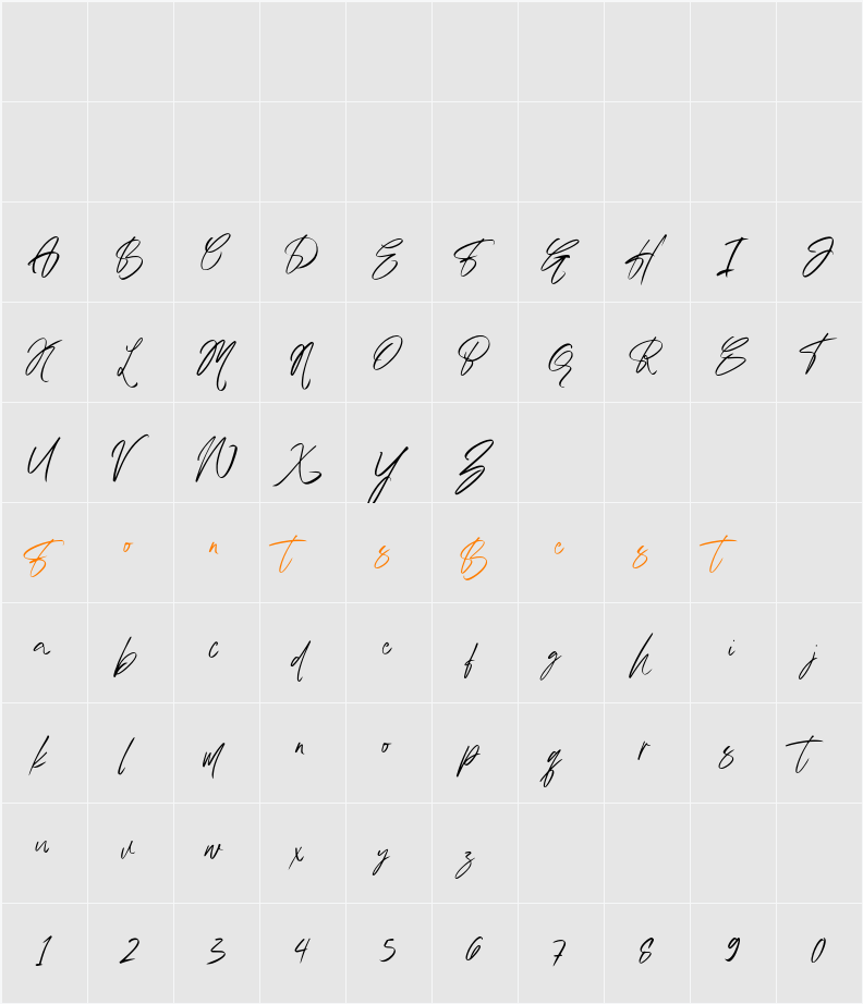 Austand Signature Character Map
