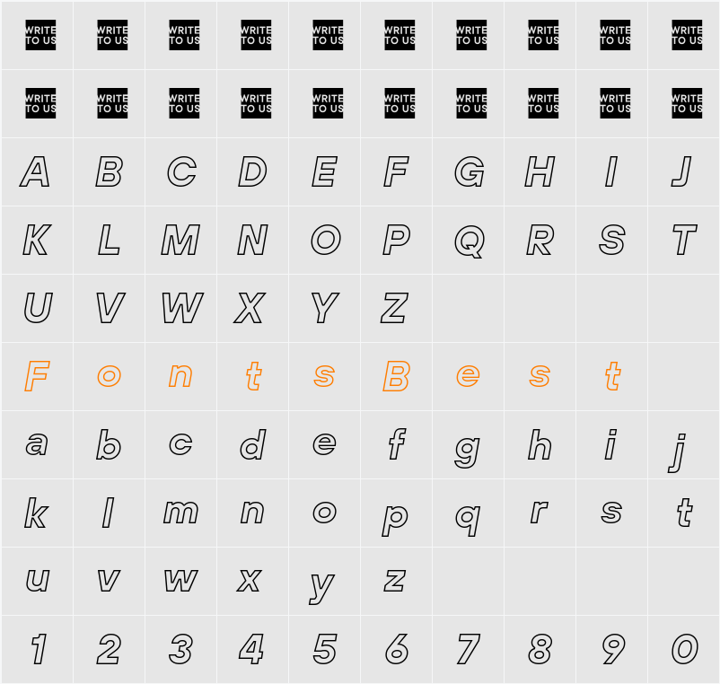 TT Hoves Pro Bold Outline Trial Character Map