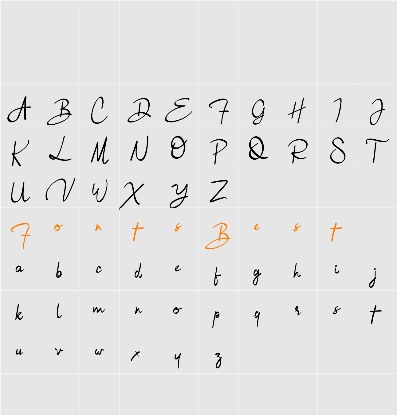 Bulgatti Character Map