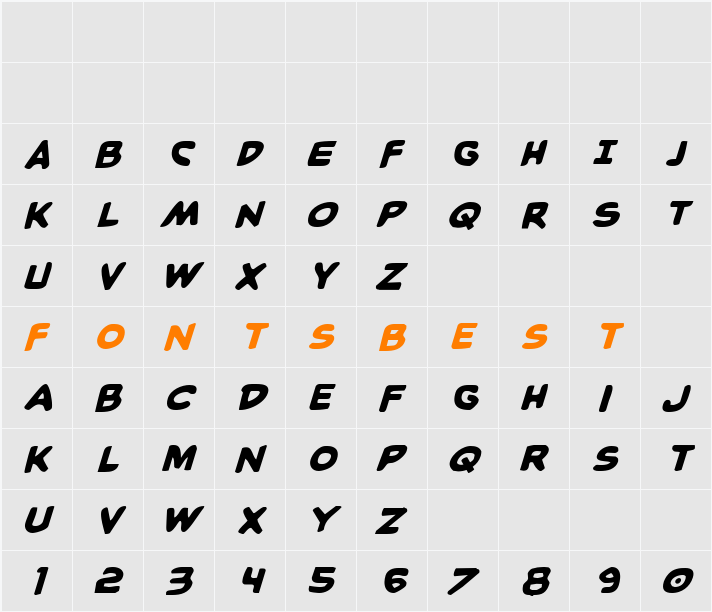 Caped Crusader Italic Character Map