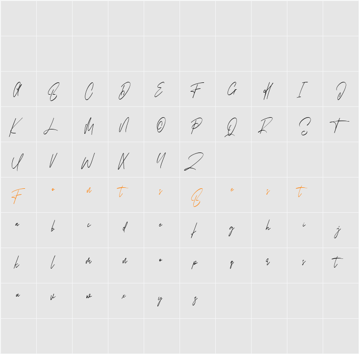 Asterica Free Font Character Map